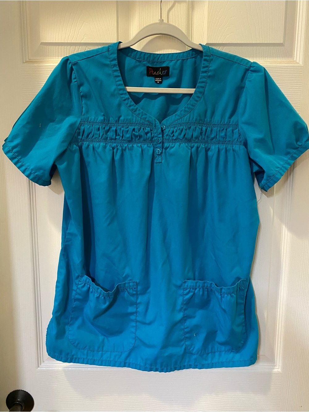 Peaches Uniforms Teal Short-Sleeve Scrub Top